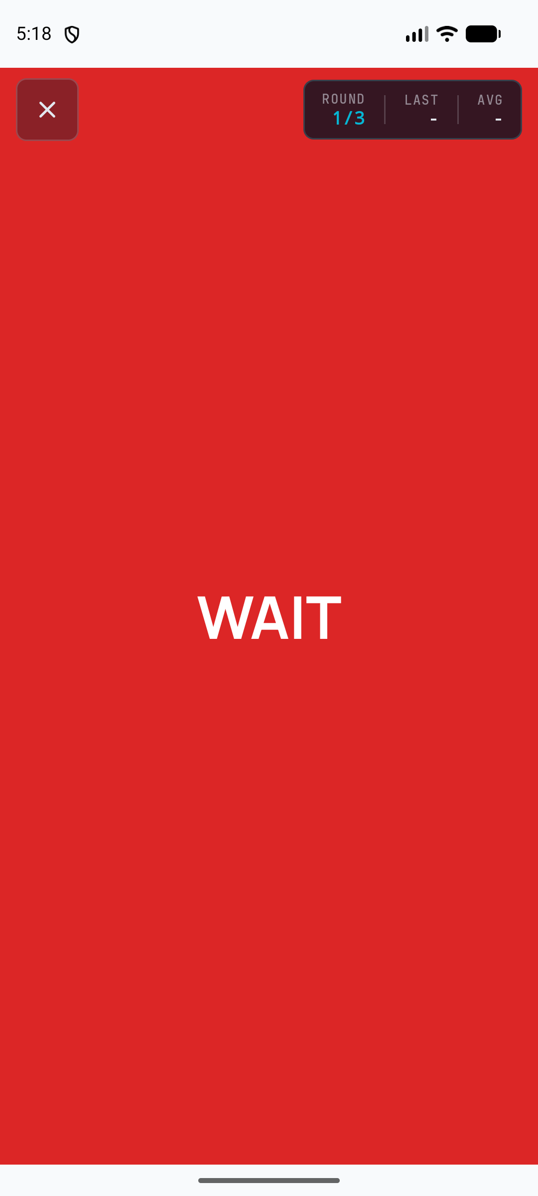 Simple reaction test waiting for the cue